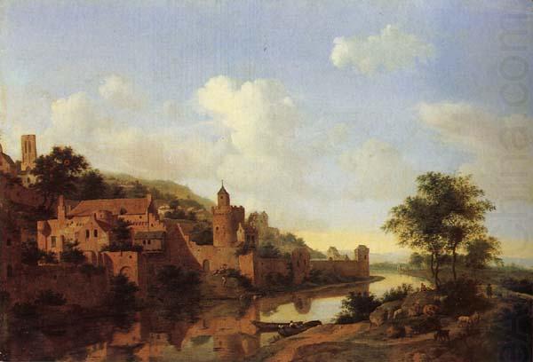 HEYDEN, Jan van der A Fortified Castle on a Riverbank china oil painting image